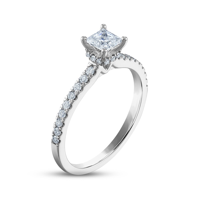 Diamond Engagement Ring 3/4 ct tw Princess & Round-cut 14K White Gold