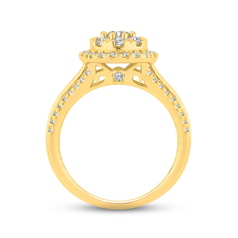 Diamond Halo Engagement Ring 1 ct tw Round-cut 14K Yellow Gold
