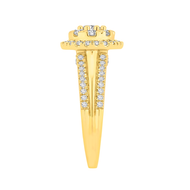 Diamond Halo Engagement Ring 1 ct tw Round-cut 14K Yellow Gold