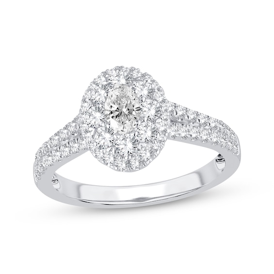 Now + Forever Diamond Engagement Ring 1 ct tw Oval & Round-cut 14K White Gold