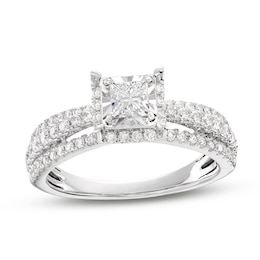 Now + Forever Diamond Engagement Ring 1 ct tw Princess & Round-cut 14K White Gold