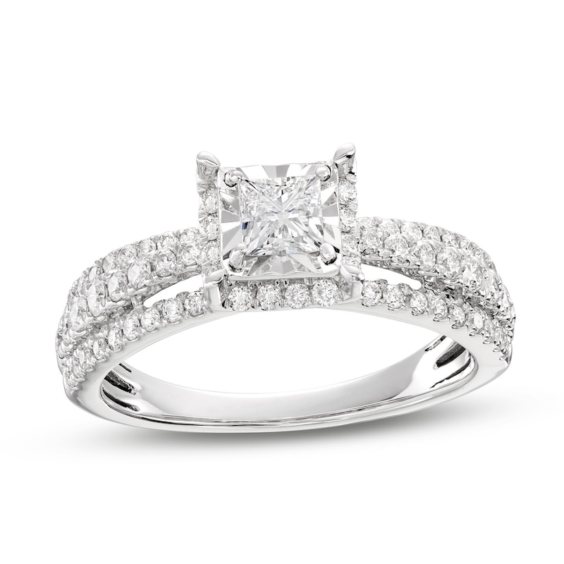 Diamond Engagement Ring 1 ct tw Princess & Round-cut 14K White Gold