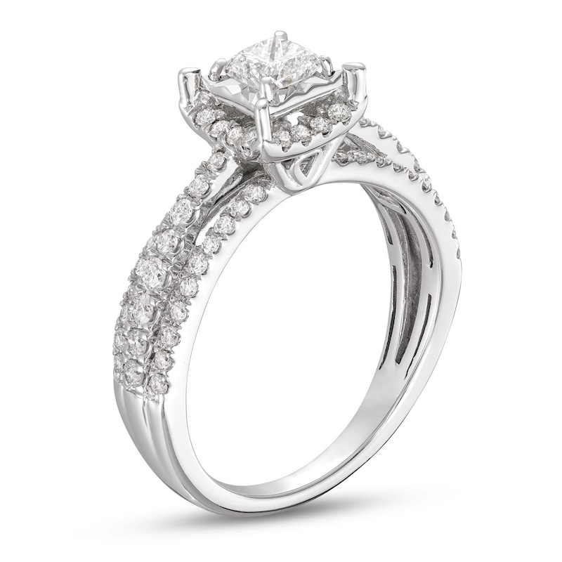 Diamond Engagement Ring 1 ct tw Princess & Round-cut 14K White Gold