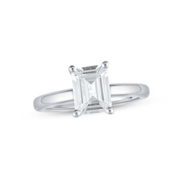 Lab-Grown Diamonds Emerald-Cut Solitaire Engagement Ring 2 ct tw 14K White Gold (F/SI2)