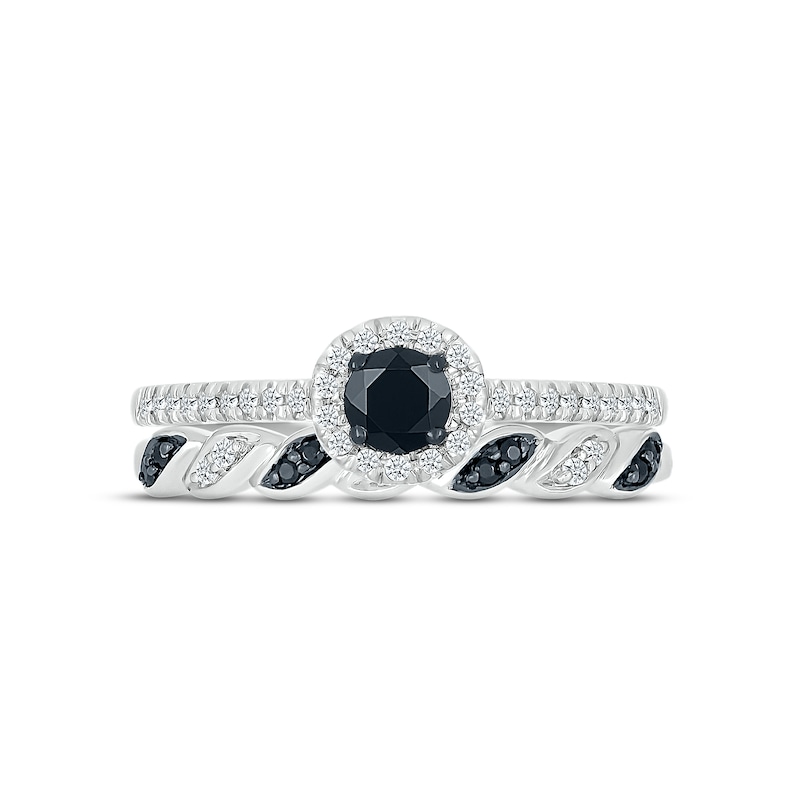 Main Image 2 of Now + Forever Black & White Diamond Bridal Set 1/2 ct tw Round-cut 10K White Gold