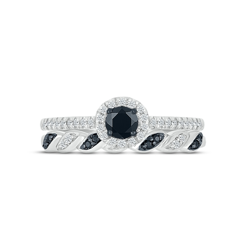 Black & White Diamond Bridal Set 1/2 ct tw Round-cut 10K White Gold