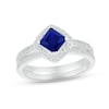 Thumbnail Image 0 of Blue Sapphire & Diamond Bridal Set 1/4 ct tw Square & Round-cut 10K White Gold