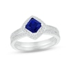 Thumbnail Image 1 of Now + Forever Blue Sapphire & Diamond Bridal Set 1/4 ct tw Square & Round-cut 10K White Gold