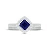 Thumbnail Image 2 of Now + Forever Blue Sapphire & Diamond Bridal Set 1/4 ct tw Square & Round-cut 10K White Gold