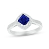 Thumbnail Image 2 of Blue Sapphire & Diamond Bridal Set 1/4 ct tw Square & Round-cut 10K White Gold