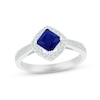 Thumbnail Image 3 of Now + Forever Blue Sapphire & Diamond Bridal Set 1/4 ct tw Square & Round-cut 10K White Gold