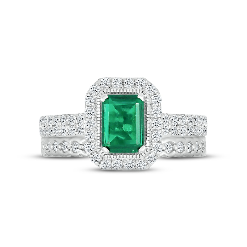 Main Image 2 of Now + Forever Emerald & Diamond Bridal Set 3/8 ct tw Emerald & Round-cut 10K White Gold