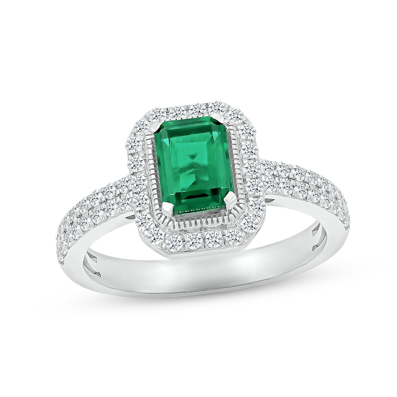 Main Image 3 of Now + Forever Emerald & Diamond Bridal Set 3/8 ct tw Emerald & Round-cut 10K White Gold