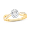 Diamond Halo Engagement Ring 1/2 ct tw Oval & Round-cut 14K Yellow Gold