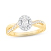 Thumbnail Image 0 of Diamond Halo Engagement Ring 1/2 ct tw Oval & Round-cut 14K Yellow Gold