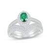 Thumbnail Image 1 of Now + Forever Emerald & Diamond Bridal Set 1/3 ct tw Oval & Round-cut 10K White Gold