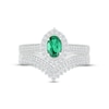 Thumbnail Image 1 of Emerald & Diamond Bridal Set 1/3 ct tw Oval & Round-cut 10K White Gold