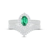 Thumbnail Image 2 of Now + Forever Emerald & Diamond Bridal Set 1/3 ct tw Oval & Round-cut 10K White Gold