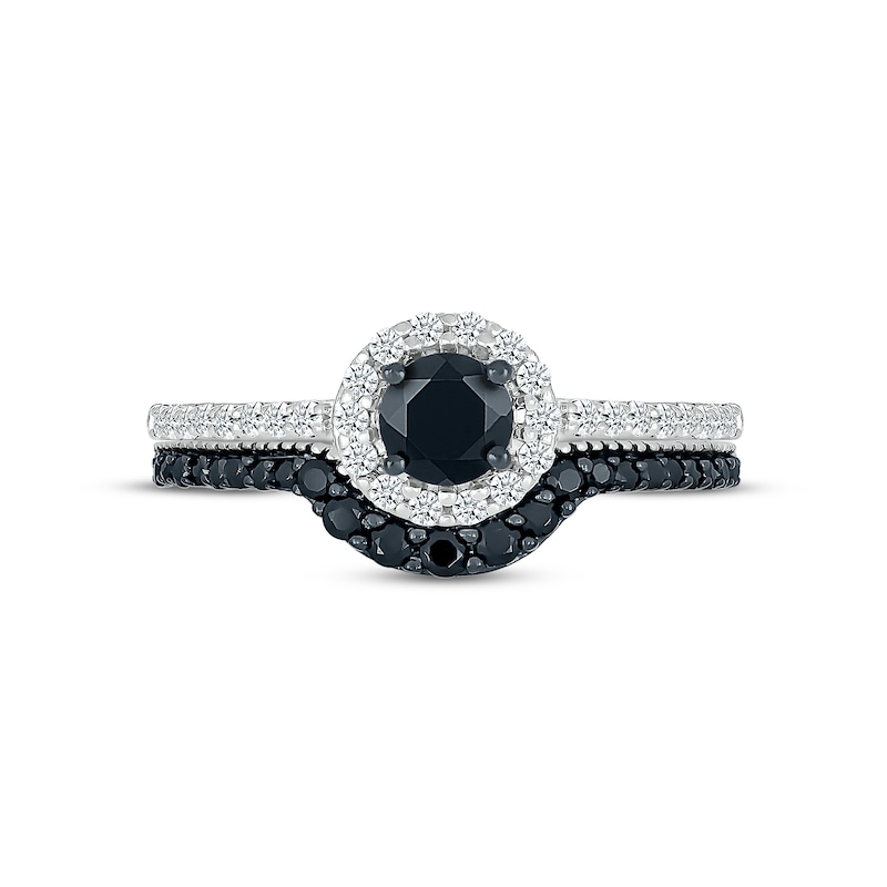 Main Image 2 of Now + Forever Black & White Diamond Bridal Set 3/4 ct tw Round-cut 10K White Gold