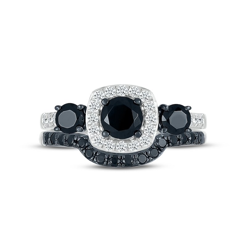 Main Image 2 of Memories Moments Magic Black & White Diamond Bridal Set 1-3/8 ct tw Round-cut 10K White Gold