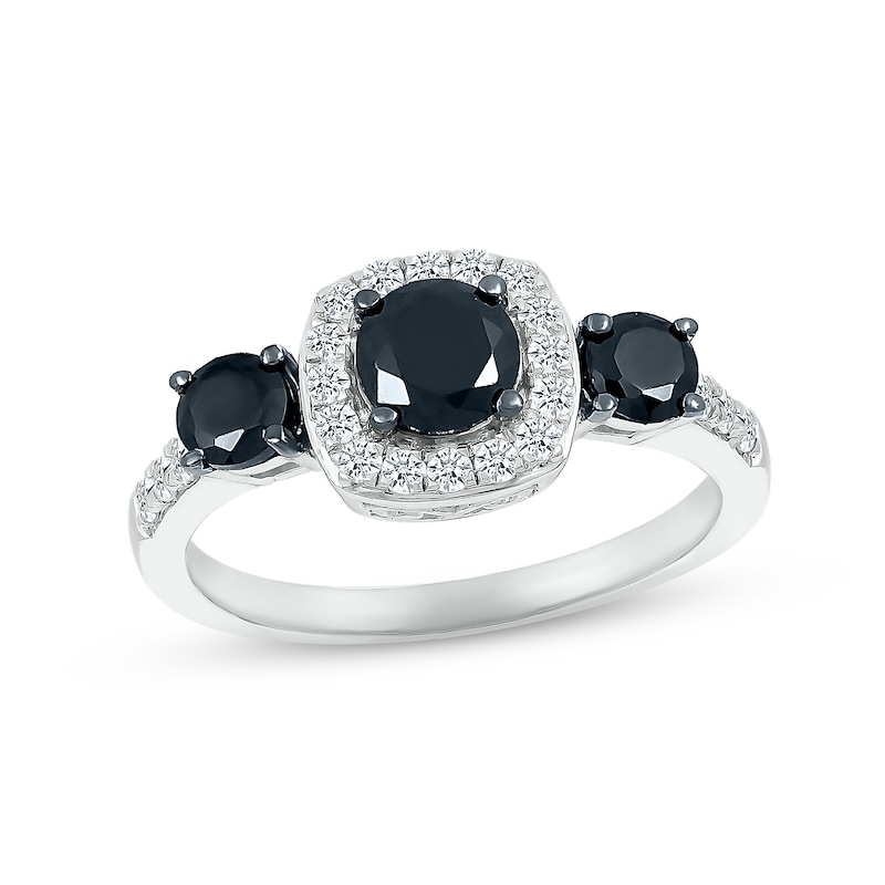 Main Image 3 of Memories Moments Magic Black & White Diamond Bridal Set 1-3/8 ct tw Round-cut 10K White Gold