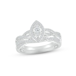 Now + Forever Multi- Diamond Center Bridal Set 1/3 ct tw Round-cut 10K White Gold