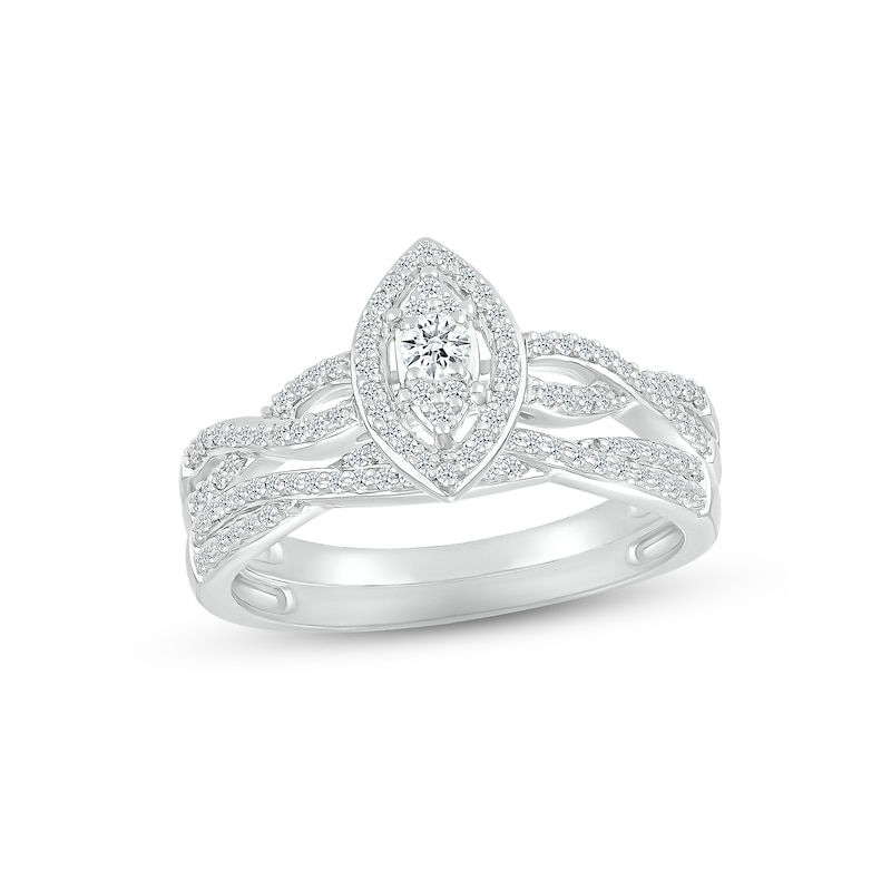 Main Image 1 of Now + Forever Multi- Diamond Center Bridal Set 1/3 ct tw Round-cut 10K White Gold