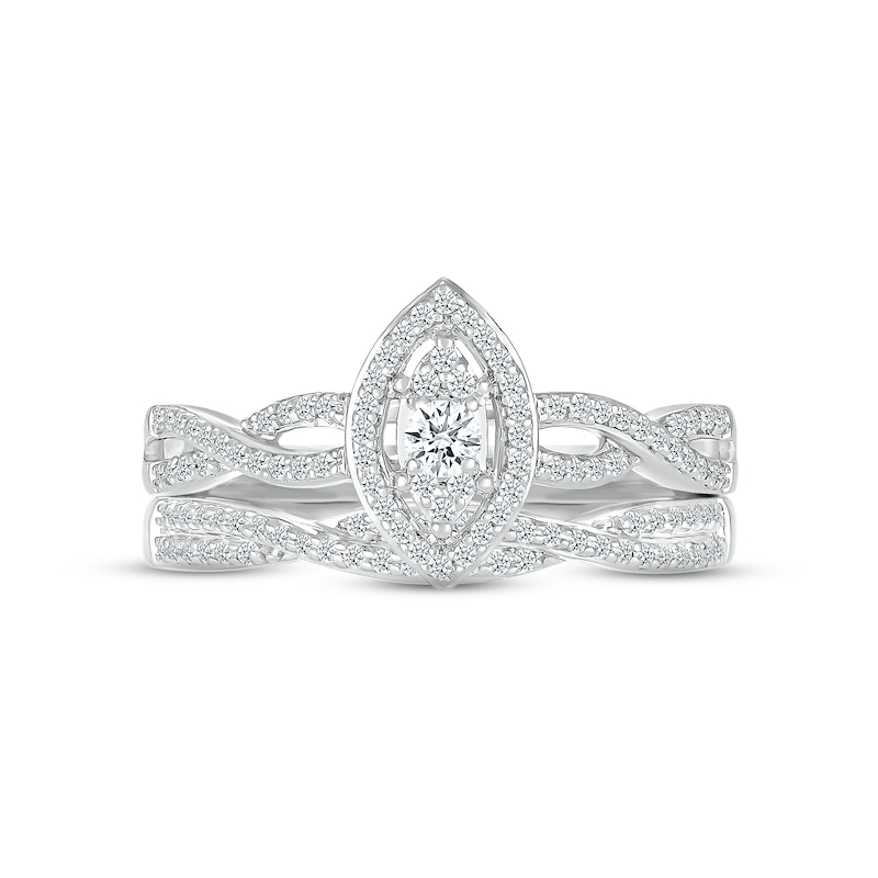 Multi- Diamond Center Bridal Set 1/3 ct tw Round-cut 10K White Gold