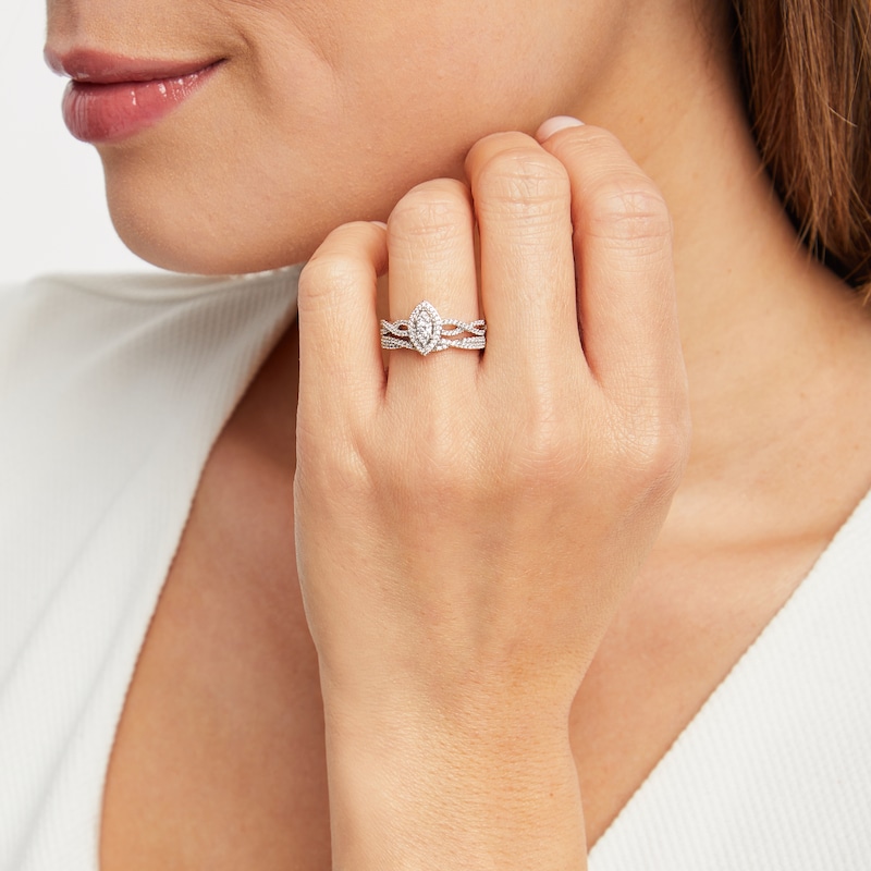 Main Image 5 of Now + Forever Multi- Diamond Center Bridal Set 1/3 ct tw Round-cut 10K White Gold