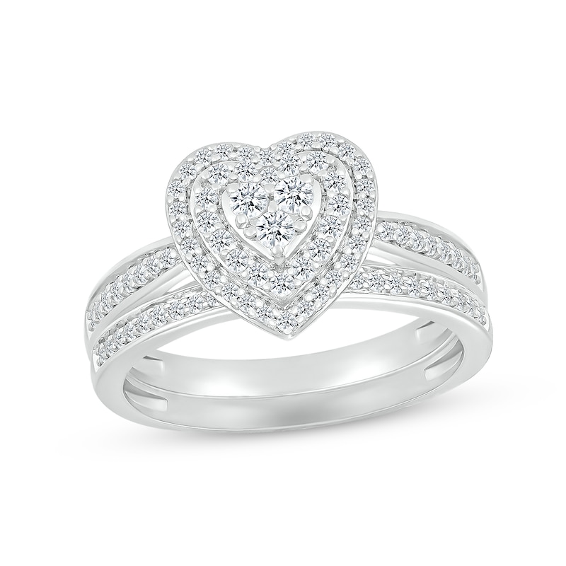 Multi-Diamond Center Bridal Set 1/2 ct tw Round-cut 10K White Gold | Kay