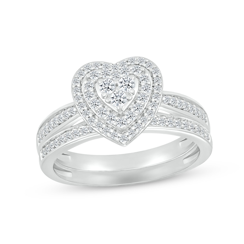 Main Image 1 of Now + Forever Multi-Diamond Center Bridal Set 1/2 ct tw Round-cut 10K White Gold