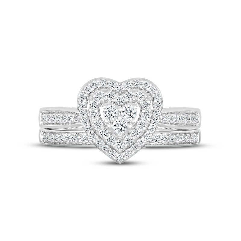 Multi-Diamond Center Bridal Set 1/2 ct tw Round-cut 10K White Gold