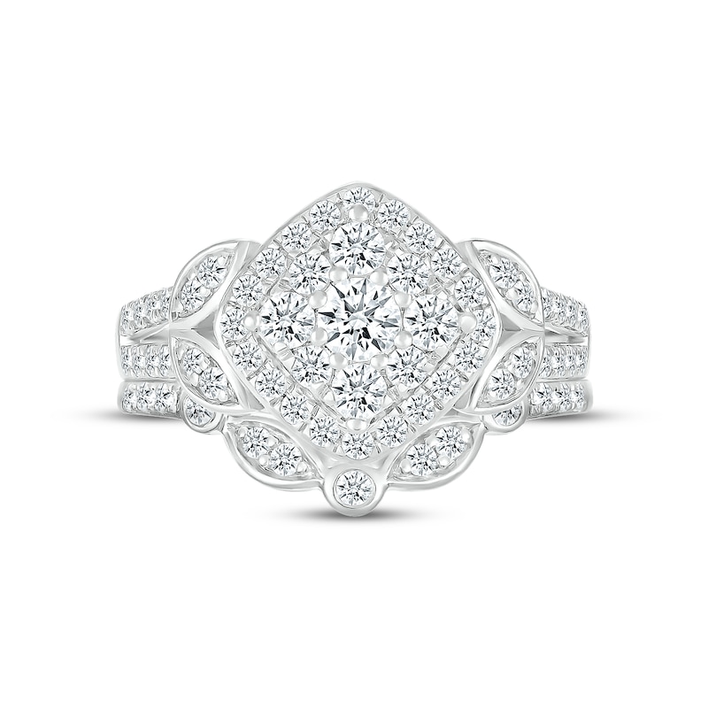 Multi-Diamond Center Bridal Set 1 ct tw Round-cut 10K White Gold
