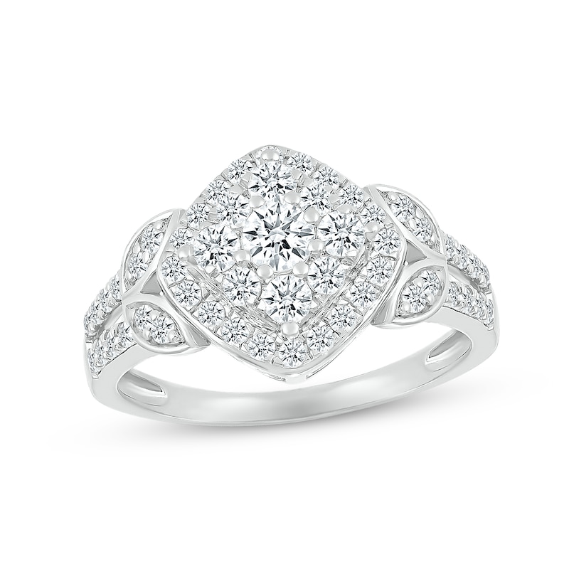 Multi-Diamond Center Bridal Set 1 ct tw Round-cut 10K White Gold