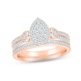 Now + Forever Multi-Diamond Center Bridal Set 1/2 ct tw Round-cut 10K Rose Gold