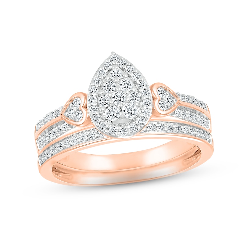 Main Image 1 of Now + Forever Multi-Diamond Center Bridal Set 1/2 ct tw Round-cut 10K Rose Gold