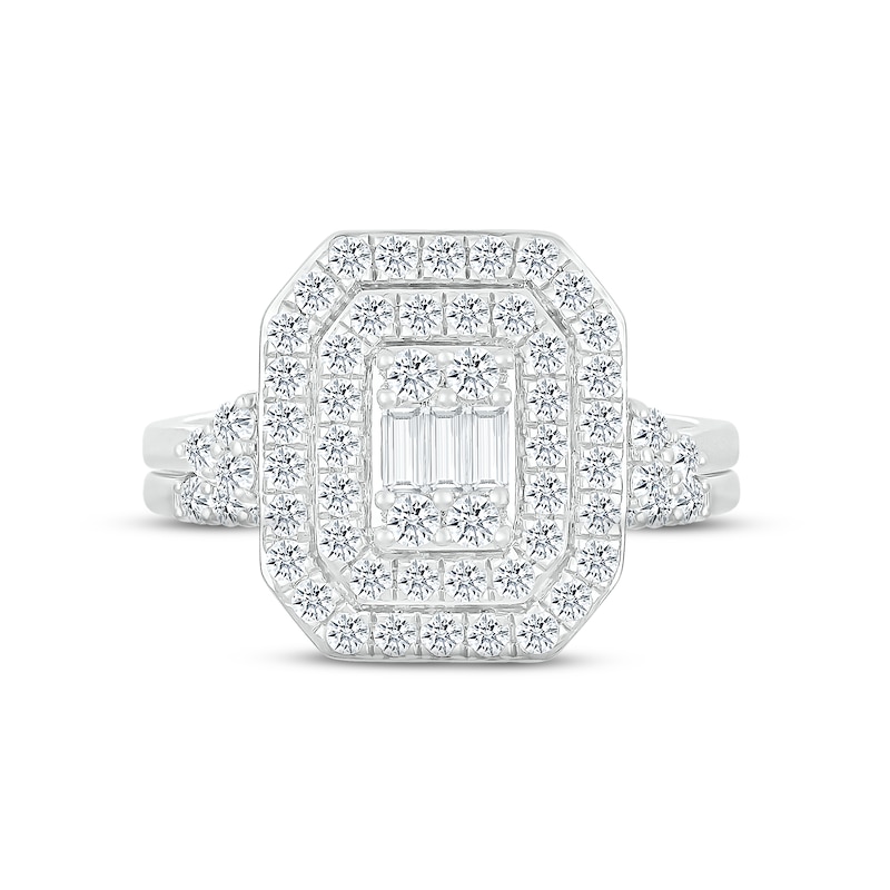 Main Image 2 of Now + Forever Multi-Diamond Center Bridal Set 7/8 ct tw Baguette & Round-cut 10K White Gold