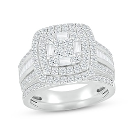Now + Forever Multi-Diamond Center Bridal Set 1-1/2 ct tw Round & Baguette-cut 10K White Gold