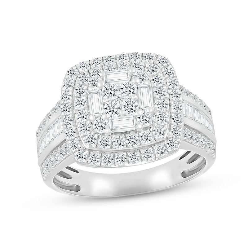 Main Image 3 of Now + Forever Multi-Diamond Center Bridal Set 1-1/2 ct tw Round & Baguette-cut 10K White Gold