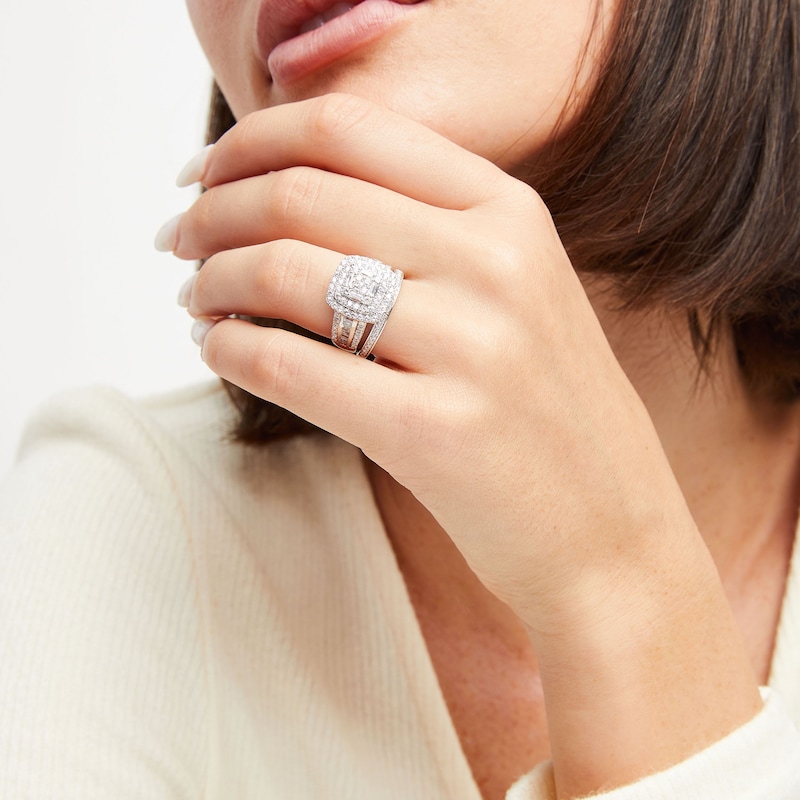 Main Image 5 of Now + Forever Multi-Diamond Center Bridal Set 1-1/2 ct tw Round & Baguette-cut 10K White Gold