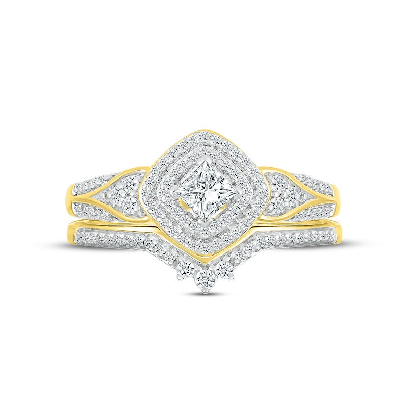 Diamond Bridal Set 1/2 ct tw Princess & Round-cut 10K Yellow Gold