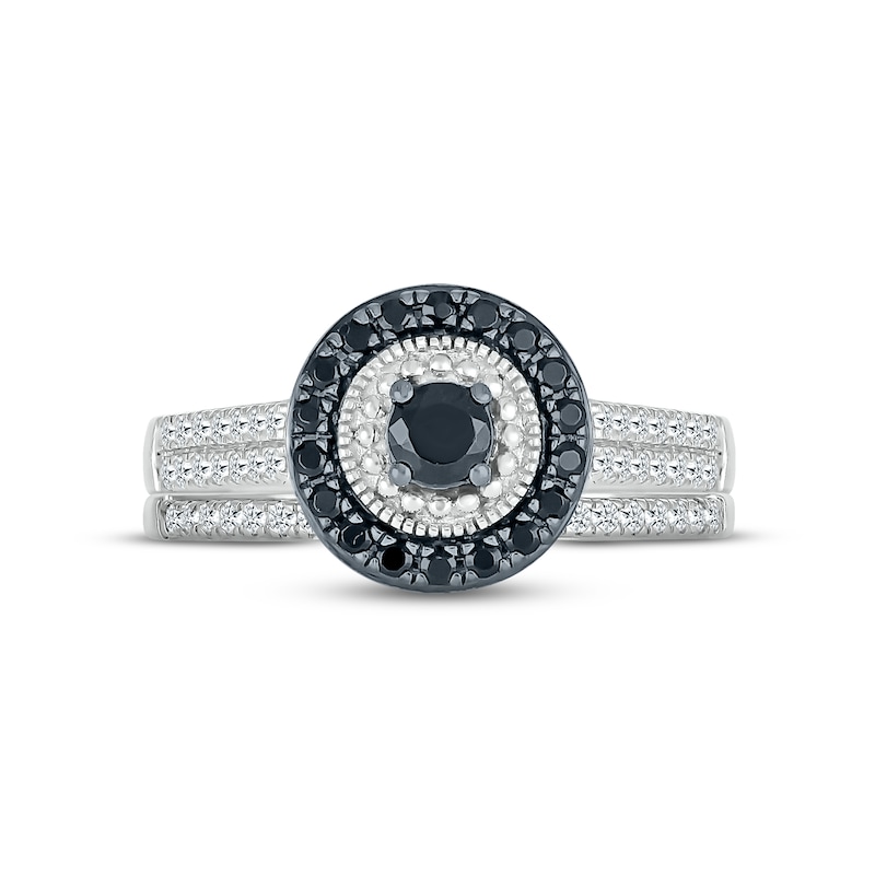 Main Image 2 of Now + Forever Black & White Diamond Bridal Set 1/2 ct tw Round-cut 10K White Gold