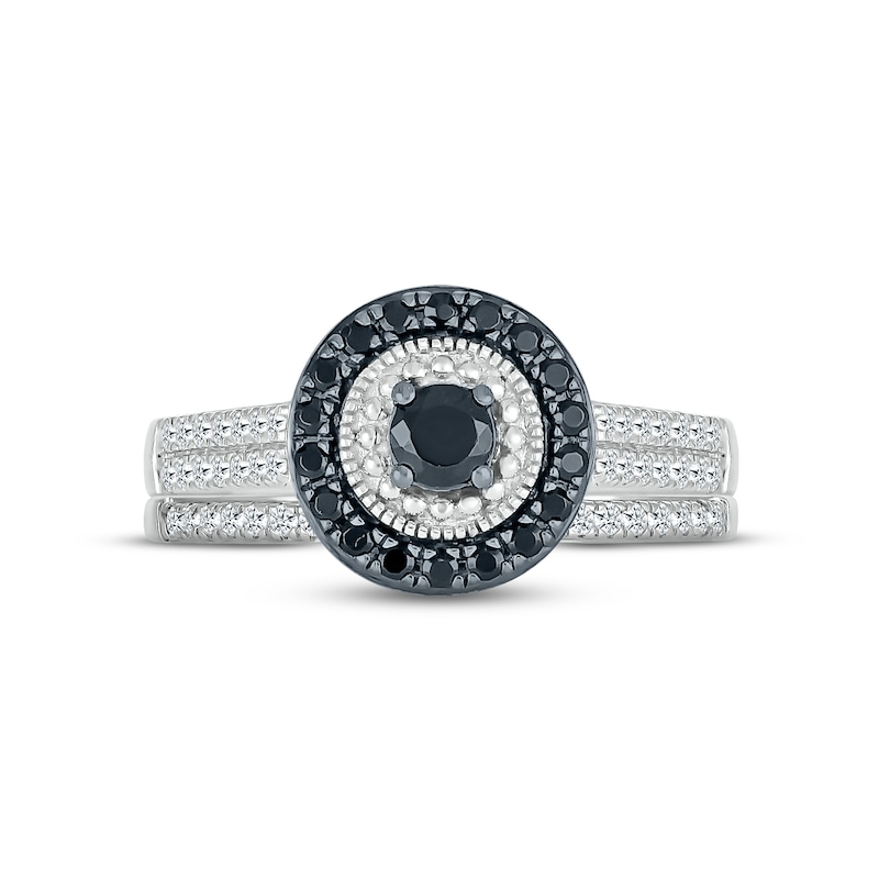 Black & White Diamond Bridal Set 1/2 ct tw Round-cut 10K White Gold