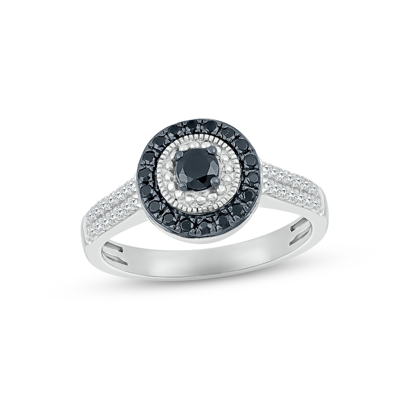 Main Image 3 of Now + Forever Black & White Diamond Bridal Set 1/2 ct tw Round-cut 10K White Gold