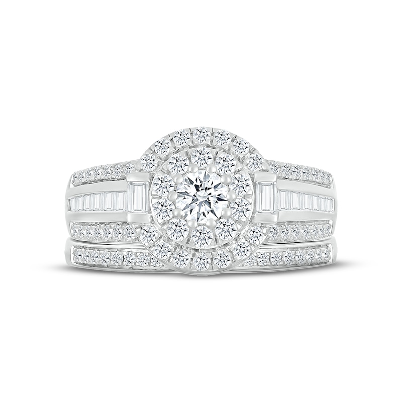 Diamond Bridal Set 1 ct tw Round & Baguette-cut 10K White Gold