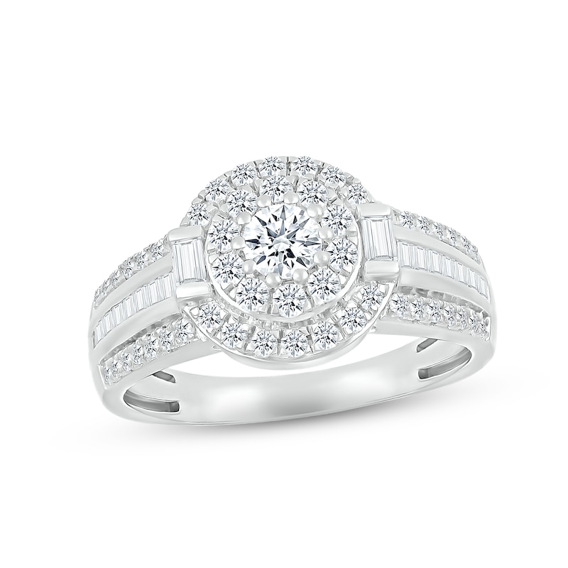 Main Image 3 of Now + Forever Diamond Bridal Set 1 ct tw Round & Baguette-cut 10K White Gold