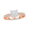 Thumbnail Image 0 of Diamond Engagement Ring 1/2 ct tw Princess & Round-cut 18K Rose Gold