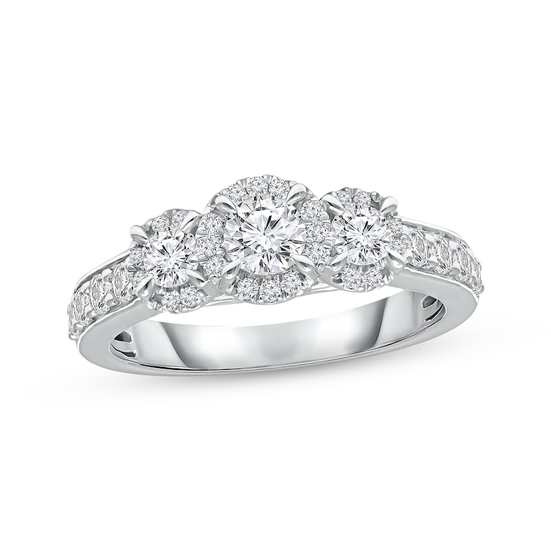 Diamond Three-Stone Engagement Ring 1 ct tw Round-cut 18K White Gold