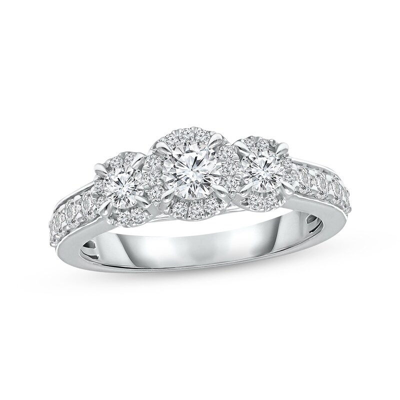 Diamond Three-Stone Engagement Ring 1 ct tw Round-cut 18K White Gold