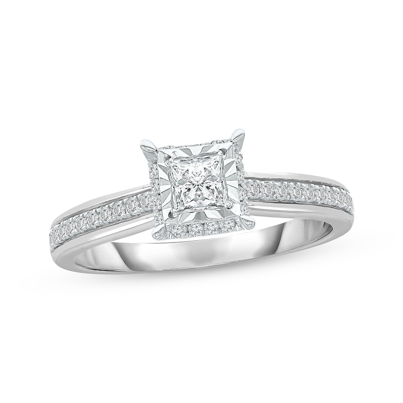 Main Image 1 of Now + Forever Diamond Engagement Ring 1/2 ct tw Princess & Round-cut 18K White Gold